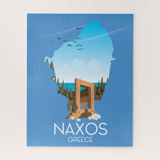 Naxos Karte griechisches Reiseplakat. (Vertikal)