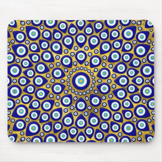 Nazar-Auge - Türkischer Augenzauber auf Gold Mousepad (Vorne)