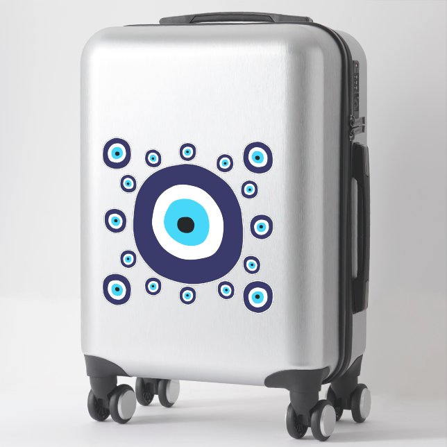 Nazar Evil Eye Circles Muster Mittelmeer Blau Aufkleber (Koffer)