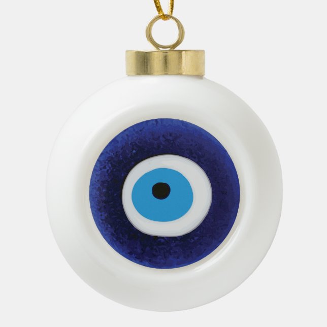Nazar Evil Eye Protection Symbol Keramik Kugel-Ornament (Vorderseite)