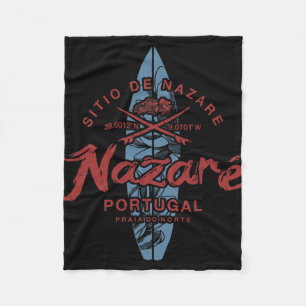 Nazare Portugal Surfen Vintage _1 Fleecedecke