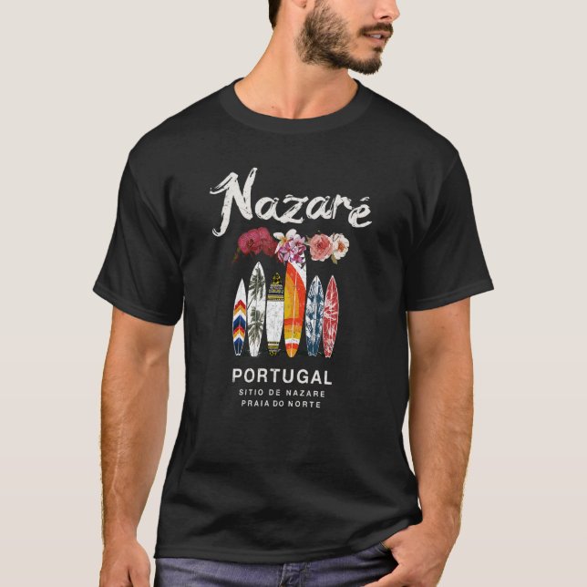 Nazare Portugal Surfing Vintag T-Shirt (Vorderseite)