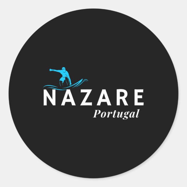 Nazare Portugal Wave Surf Surfing Surfer  Runder Aufkleber (Vorderseite)