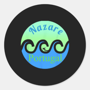 Nazare Surfing Surf Portugal Strände Runder Aufkleber