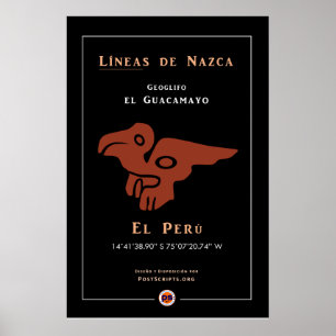 Nazca Geoglyphs-Macaw Poster