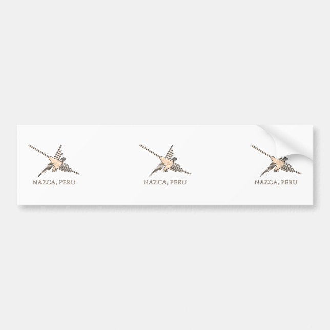 Nazca Hummingbird Geoglyph Newsprint Autoaufkleber (Vorne)