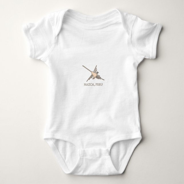 Nazca Hummingbird Geoglyph Newsprint Baby Strampler (Vorderseite)