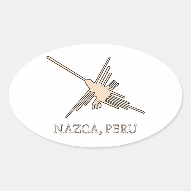 Nazca Hummingbird Geoglyph Newsprint Ovaler Aufkleber (Vorderseite)