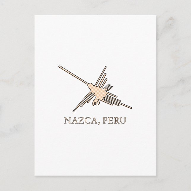 Nazca Hummingbird Geoglyph Newsprint Postkarte (Vorderseite)