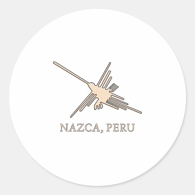 Nazca Hummingbird Geoglyph Newsprint Runder Aufkleber (Vorderseite)