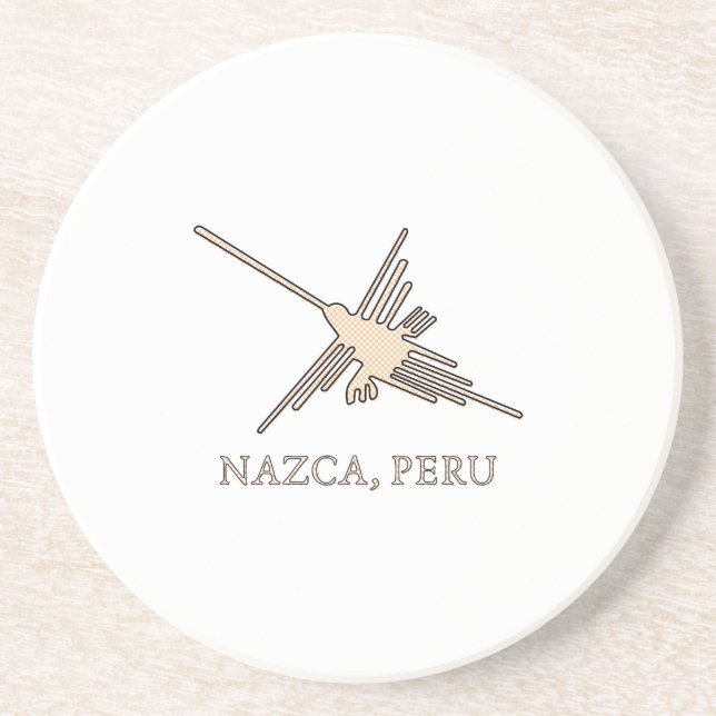 Nazca Hummingbird Geoglyph Newsprint Sandstein Untersetzer (Vorne)