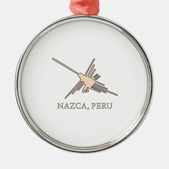 Nazca Hummingbird Geoglyph Newsprint Silbernes Ornament (Vorne)