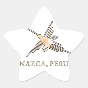 Nazca Hummingbird Geoglyph Newsprint Stern-Aufkleber