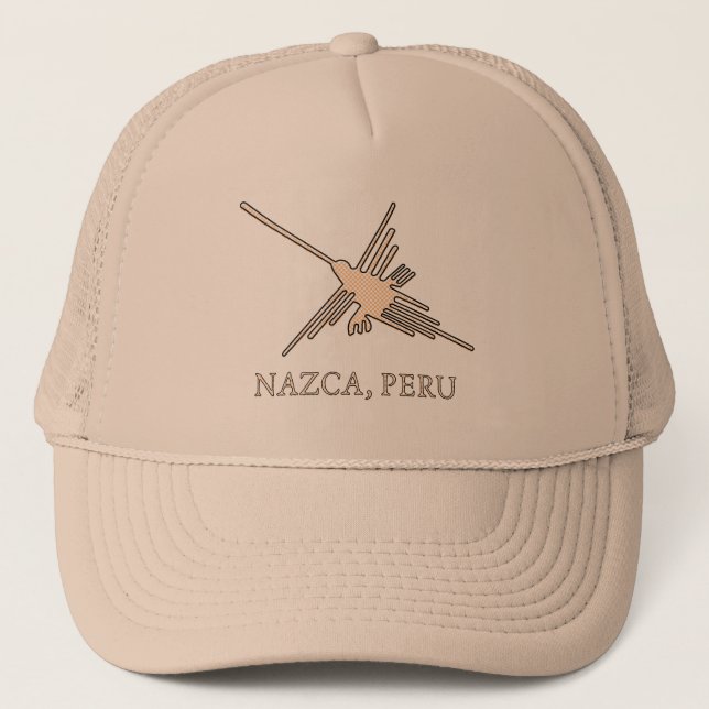 Nazca Hummingbird Geoglyph Newsprint Truckerkappe (Vorderseite)