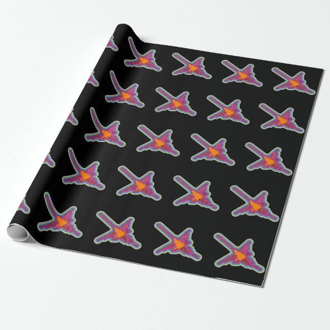 Nazca Hummingbird Peru Zeichnend auf Schwarz Geschenkpapier (Ungerollt)