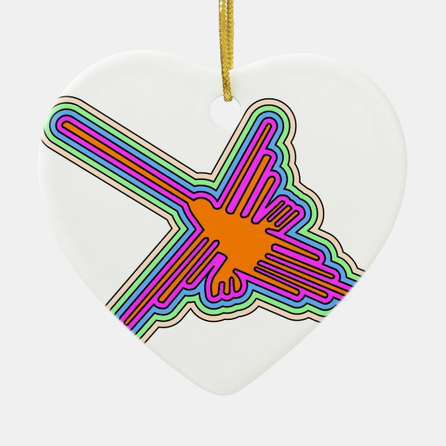 Nazca Hummingbird Peru Zeichnend Keramik Ornament (Vorne)