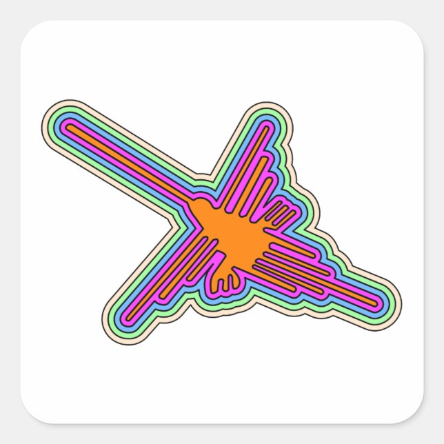 Nazca Hummingbird Peru Zeichnend Quadratischer Aufkleber (Vorderseite)