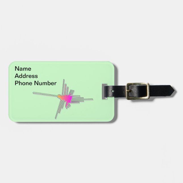 Nazca Lines Hummingbird - Grüne Version Gepäckanhänger (Vorderseite horizontal)