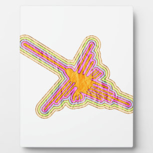 Nazca Lines Hummingbird mit zerknittertem Papieref Fotoplatte