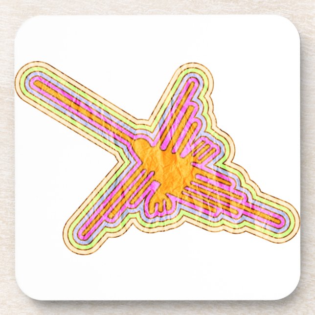 Nazca Lines Hummingbird mit zerknittertem Papieref Getränkeuntersetzer (Vorderseite)