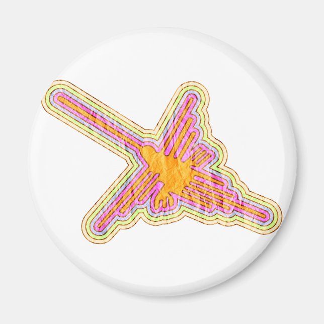 Nazca Lines Hummingbird mit zerknittertem Papieref Magnet (Vorne)