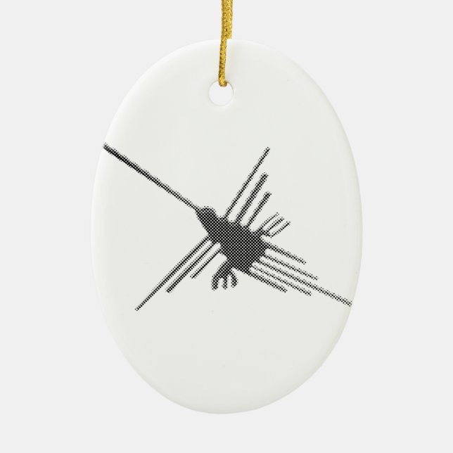 Nazca Lines Hummingbird Newsprint Keramik Ornament (Vorne)