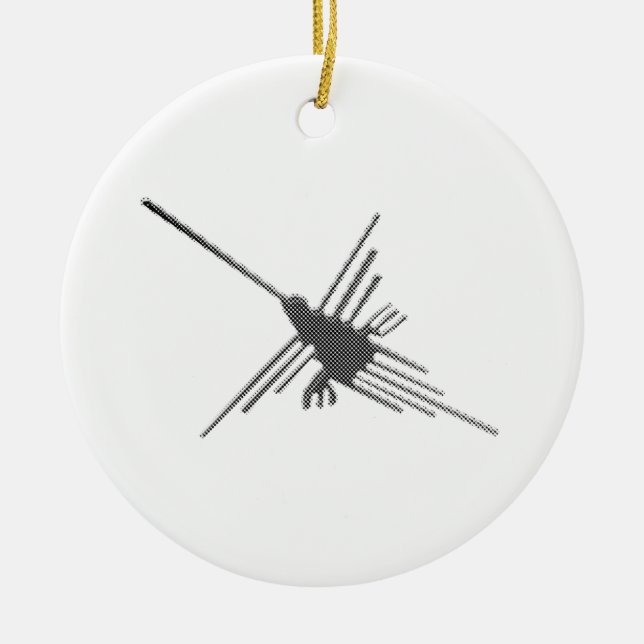 Nazca Lines Hummingbird Newsprint Keramikornament (Vorne)