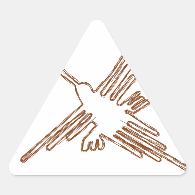 Nazca Lines Hummingbird Sketch Dreieckiger Aufkleber (Vorderseite)