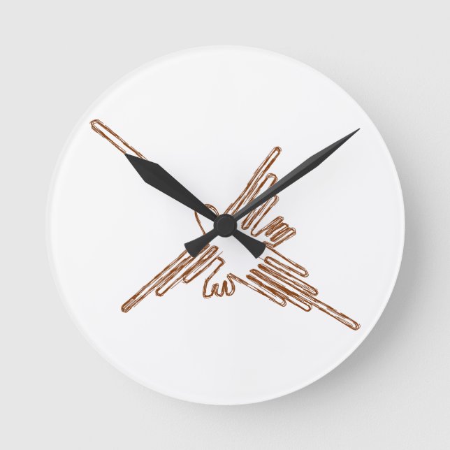 Nazca Lines Hummingbird Sketch Runde Wanduhr (Vorderseite)