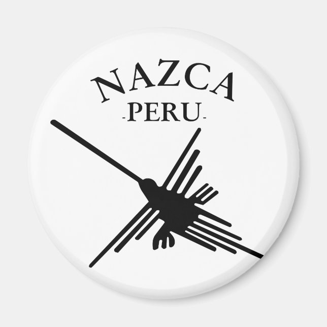 Nazca Peru Hummingbird mit geschwungenem Text Magnet (Vorne)
