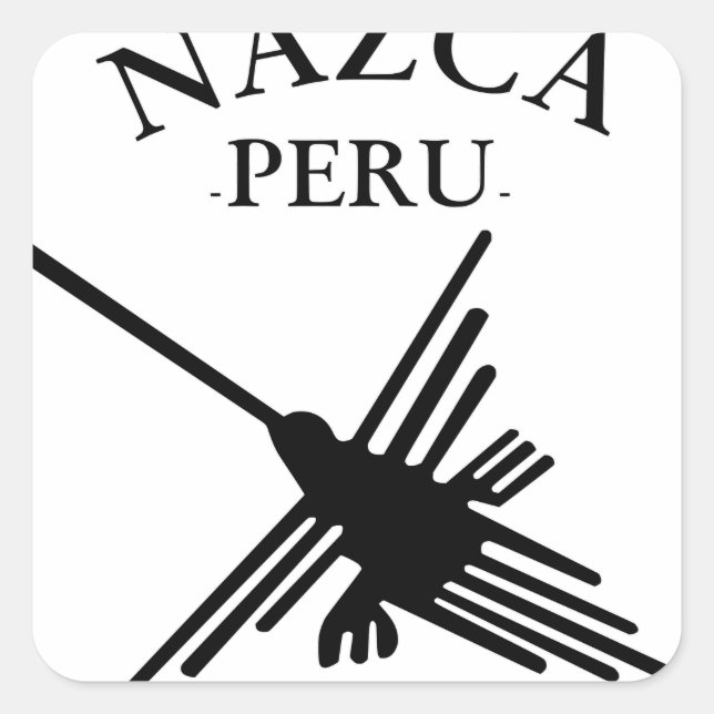 Nazca Peru Hummingbird mit geschwungenem Text Quadratischer Aufkleber (Vorderseite)