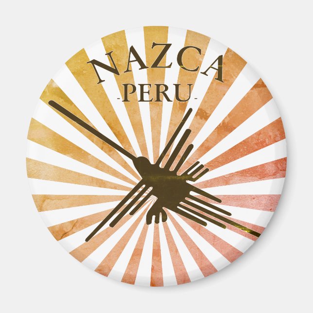 Nazca Peru Hummingbird Retro Sunset Magnet (Vorne)