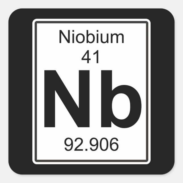 Nb - Niob Quadratischer Aufkleber (Vorderseite)