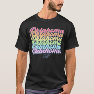 NBA Oklahoma Cityhunder Pastel Rainbow Pride Stack T-Shirt