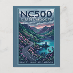 NC500 Schottlands ultimative Roadtrip-Reiseplakat Postkarte