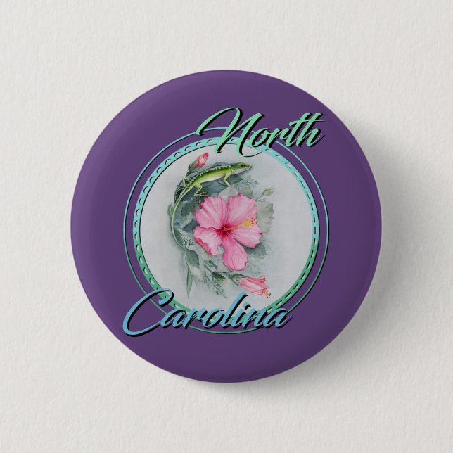 NC Anole & Hibiscus Button (Vorderseite)