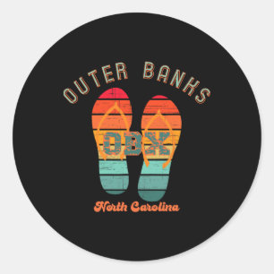 Nc obx Retro Beach Familienurlaub Außenbanks Fli Runder Aufkleber