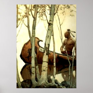 NC Wyeth Historienmalerei Indianisches Kanu #2 Poster