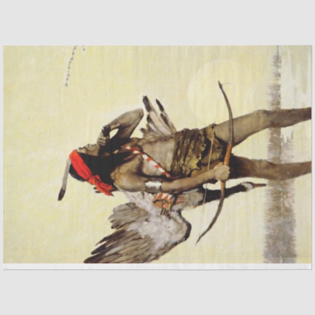 NC Wyeth Historische Malerei Indianerjagd Seidenpapier (Vorderseite)