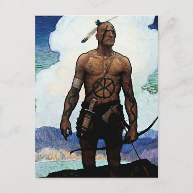 NC Wyeth Painting "Last of the Mohicans" Postkarte (Vorderseite)