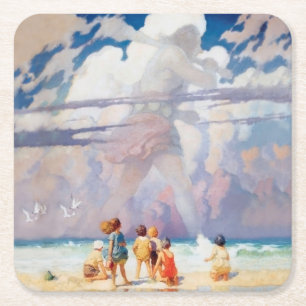 NC Wyeth The Giant Artwork Beach Coastal Rechteckiger Pappuntersetzer
