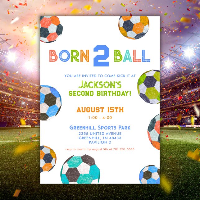 Né à Ball Fun Soccer 2e Invitation anniversaire (Créateur téléchargé)