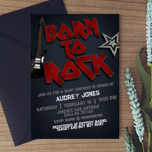 Né à Rock Baby shower Invitation (Créateur téléchargé)