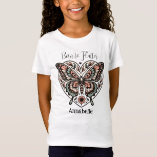 Né au T-shirt blanc Fbattement Boho Butterfly