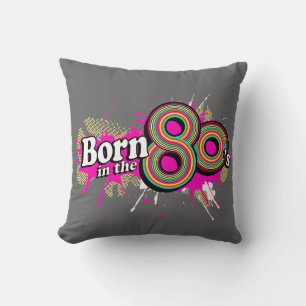 né dans les années 80 coussin oreiller gris rose r