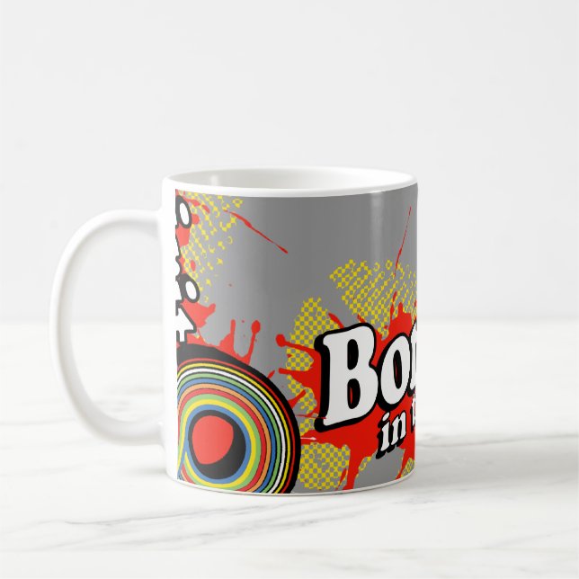 "Né dans les années 80" logo gris fusain mug rétro (Gauche)