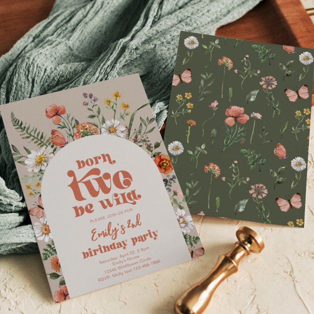 Né Deux Être Wild Invitation Fleur sauvage (Créateur téléchargé)