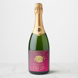Né en 1955 70e anniversaire jeu de Étiquette vin