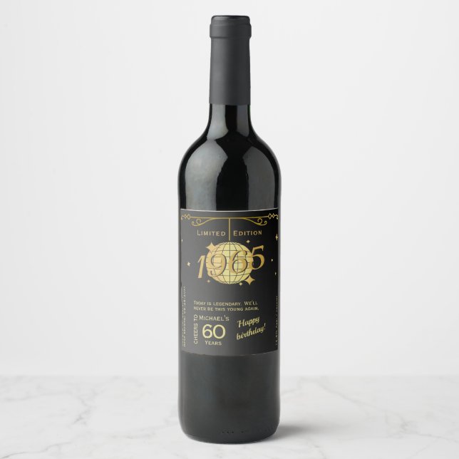 Né en 1965 60e anniversaire vin étiquette (Devant)