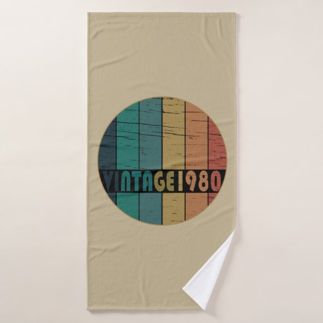 Né en 1980 anniversaire vintage (Serviette de bain)